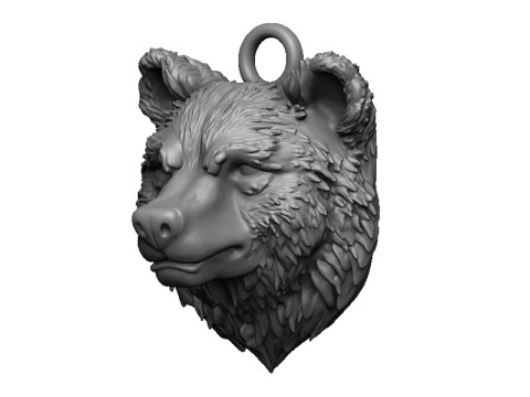 Bear head pendant 3 3D प्रिंट मॉडल