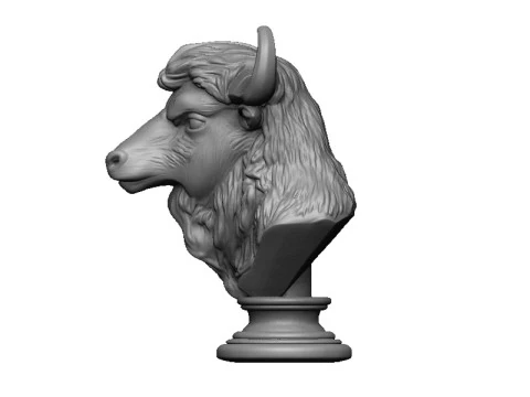 Bison head bust 3D Print Model
