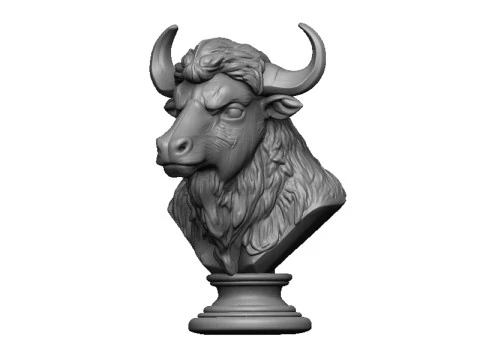 Bison head bust 3D Print Model