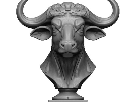Buffalo head bust 3Dプリントモデル