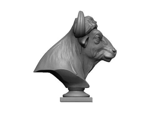 Buffalo head bust 3D Print Model