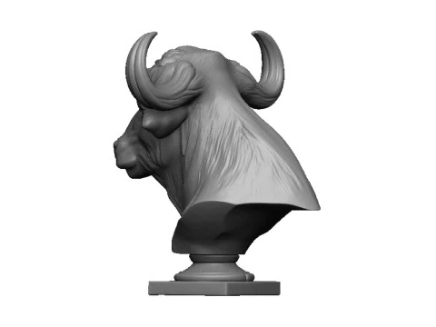 Buffalo head bust 3D Print Model