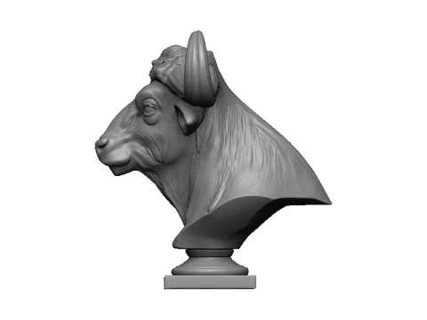 Buffalo head bust 3D Print Model