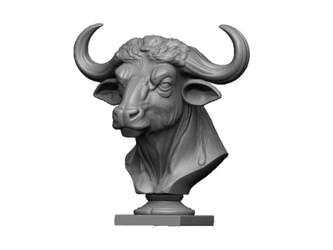 Buffalo head bust 3D Print Model