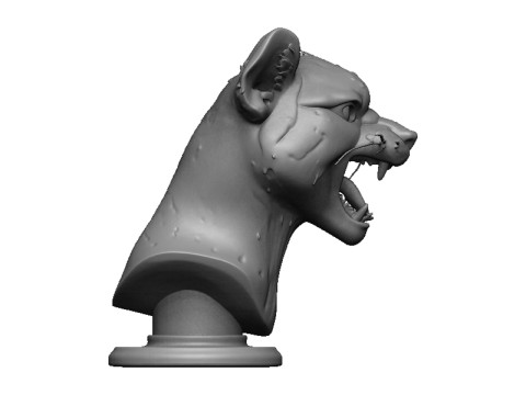 Cheetah head bust Model Cetak 3D