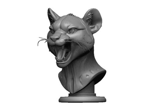 Cheetah head bust Model Cetak 3D