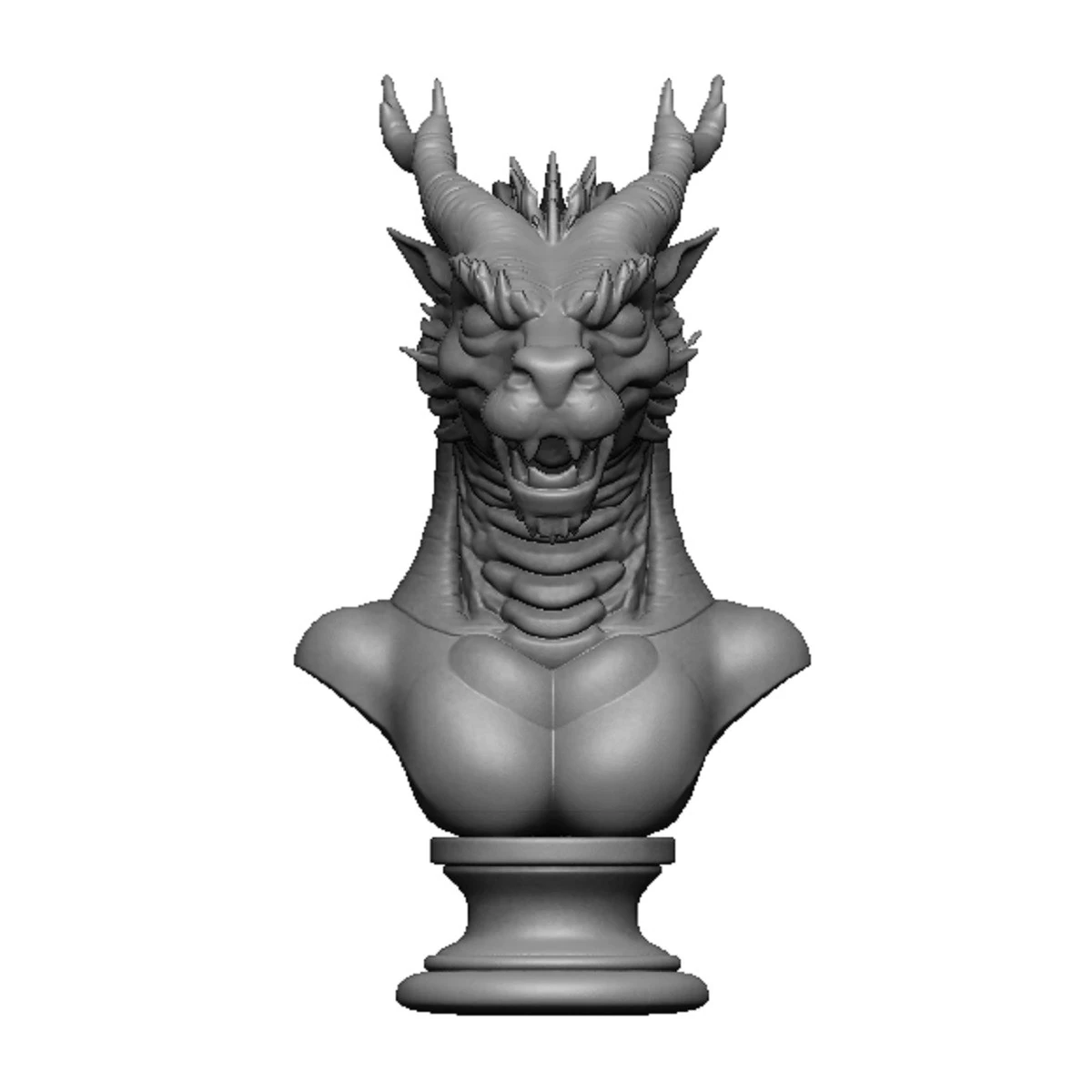 Dragon head bust 3D Print Model .c4d .max .obj .3ds .fbx .stl .blend 