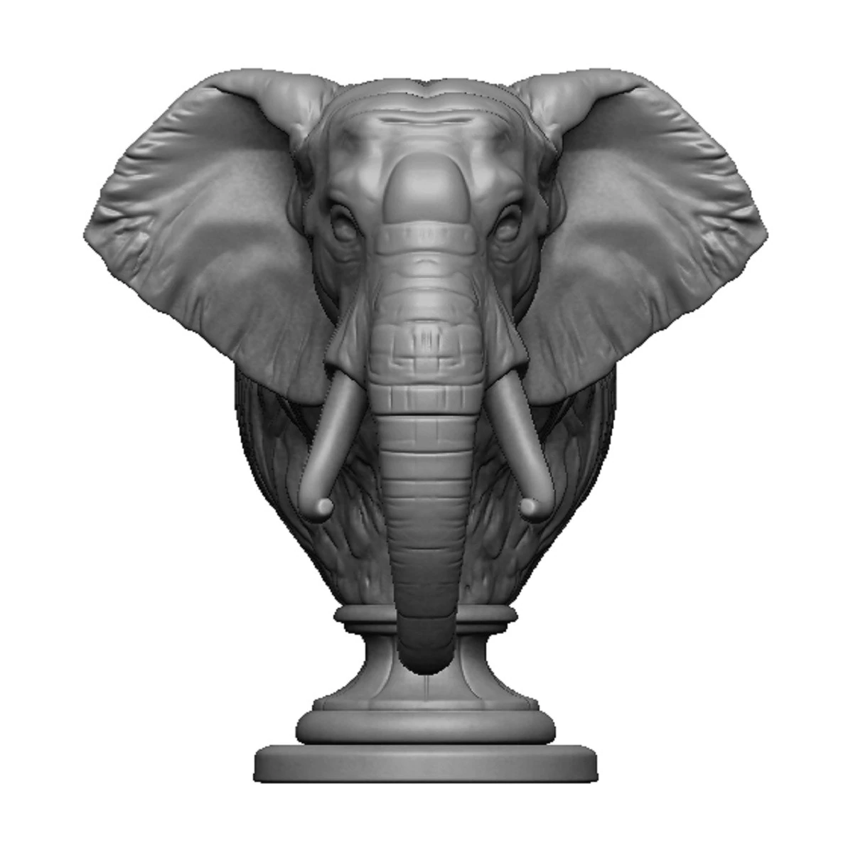 Elephant head bust 3D Print Model .c4d .max .obj .3ds .fbx .stl .blend 