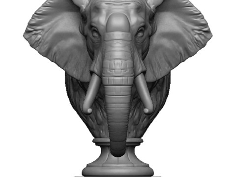Elephant head bust Model Cetak 3D