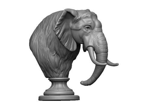 Elephant head bust 3D 打印模型