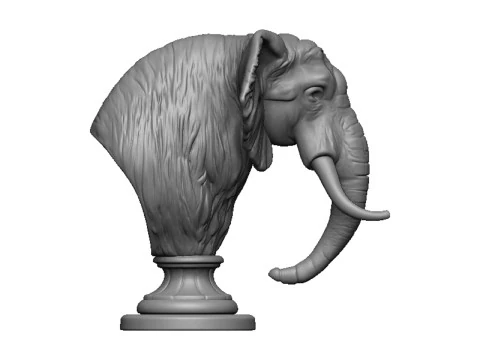 Elephant head bust 3D Print Model
