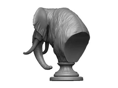 Elephant head bust 3D Print Model