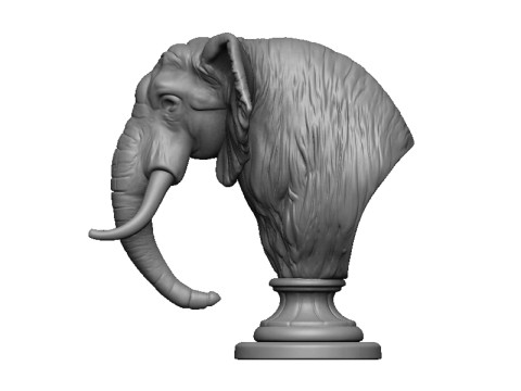 Elephant head bust 3D 打印模型