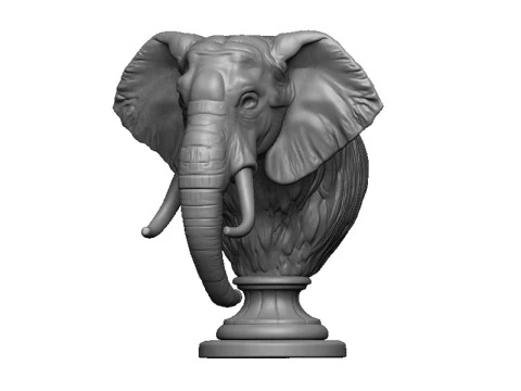 Elephant head bust 3D Print Model