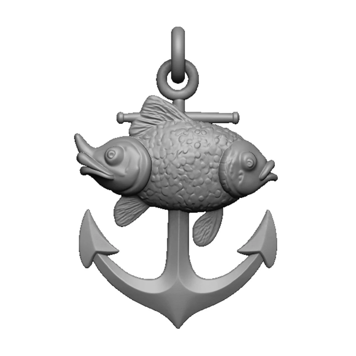Goldfish anchor pendant 3D Print Model .c4d .max .obj .3ds .fbx .stl .blend