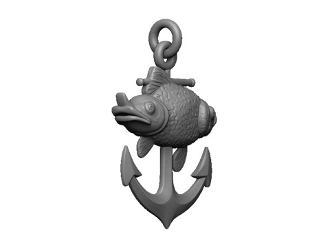 Goldfish anchor pendant 3D 프린트 모델
