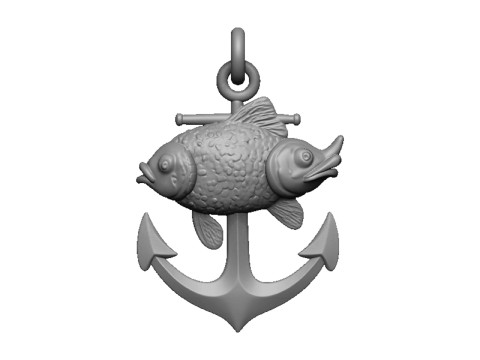Goldfish anchor pendant 3D 프린트 모델