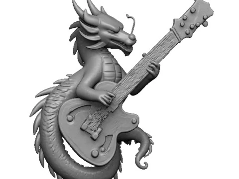 Pingente de drag&atilde;o de guitarra Modelo de Impressão 3D