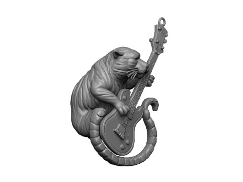 Guitar tiger pendant 3D Print Model