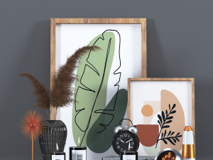 decorative set with green pampas 3D 모델