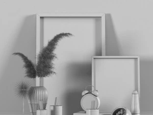 decorative set with green pampas 3D Model