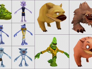 cartoon - characters 4 3D 모델