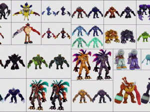 cartoon - collection characters monsters 3D Model