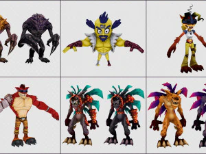 cartoon - collection characters monsters 3D Model