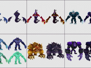 cartoon - collection characters monsters Modello 3D