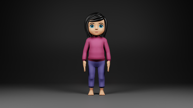 girl character 3D Model .c4d .max .obj .3ds .fbx .stl .blend 