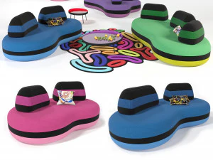 conjunto de sof&aacute; moderno bombom by roche bobois Modelo 3D