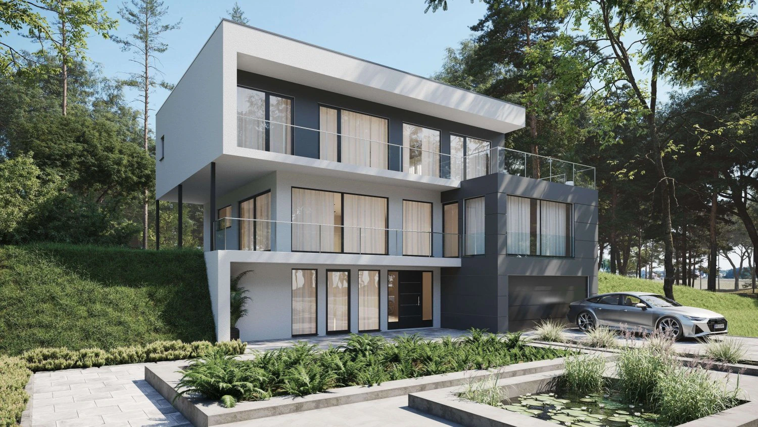 modern house 001 3D Model .c4d .max .obj .3ds .fbx .stl .blend 