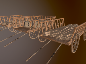 3 medieval carriage in low poly Model 3D