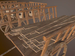 3 medieval carriage in low poly 3D Model