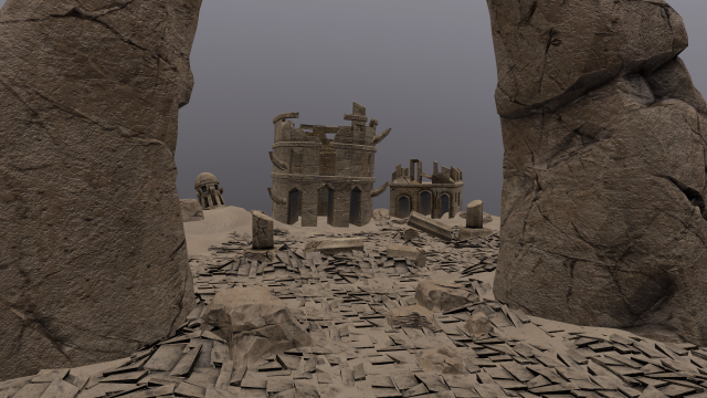 ruins in the desert low-poly Modello 3D .c4d .max .obj .3ds .fbx .stl .blend 