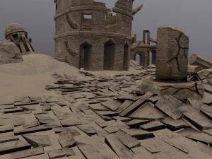 ru&iacute;nas no deserto low-poly Modelo 3D