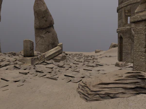 ru&iacute;nas no deserto low-poly Modelo 3D