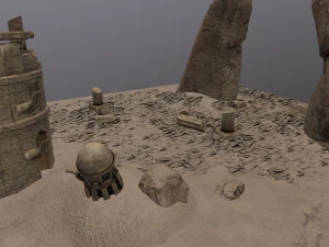 ru&iacute;nas no deserto low-poly Modelo 3D