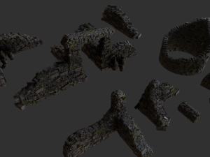 asset of jungle and desert 3d ruins Model 3D