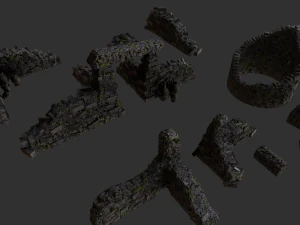 asset of jungle and desert 3d ruins 3D Model