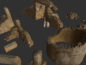 asset of jungle and desert 3d ruins 3D Model