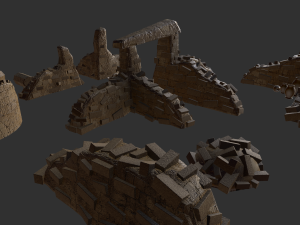 asset of jungle and desert 3d ruins Model 3D