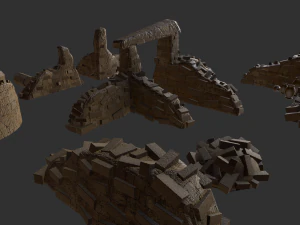 asset of jungle and desert 3d ruins 3D Model