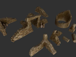 asset of jungle and desert 3d ruins 3D Model