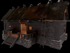 casa wiking low poly Modello 3D