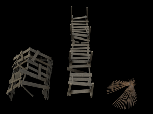 asset of wooden decorations in low poly 3D 模型