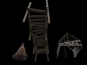 asset of wooden decorations in low poly 3D 模型