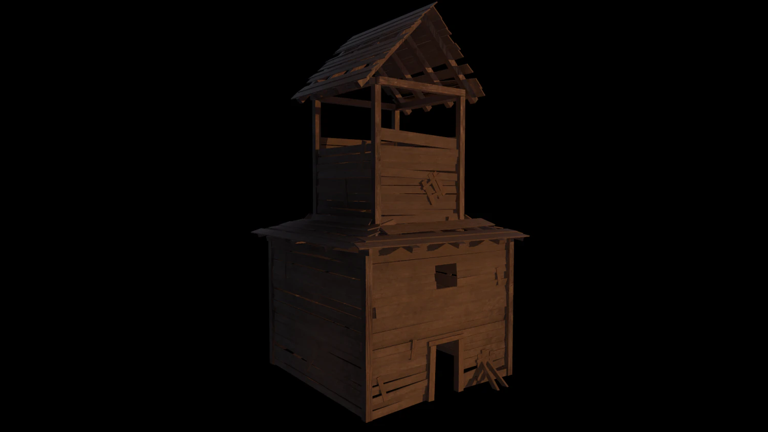 of wooden temple in low poly 3D Model .c4d .max .obj .3ds .fbx .stl .blend 