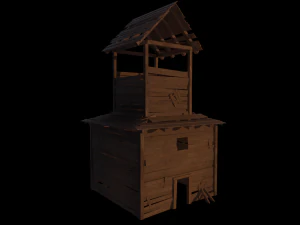 del tempio in legno in low poly Modello 3D