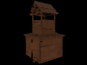 of wooden temple in low poly 3D Model